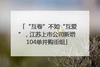 “互卷”不如“互爱”，江苏上市公司新增104单并购重组