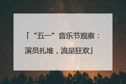 “五一”音乐节观察：演员扎堆，流量狂欢