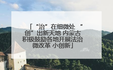 “治”在细微处 “创”出新天地 内蒙古积极鼓励各地开展法治微改革 小创新