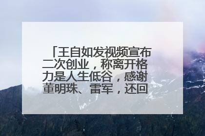王自如发视频宣布二次创业，称离开格力是人生低谷，感谢董明珠、雷军，还回应了“工资条”：清楚自己要什么……