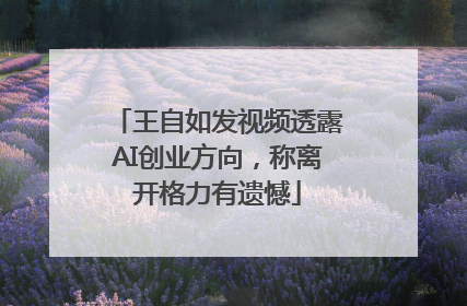 王自如发视频透露AI创业方向，称离开格力有遗憾