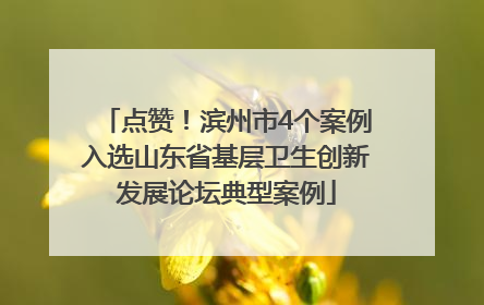 点赞！滨州市4个案例入选山东省基层卫生创新发展论坛典型案例