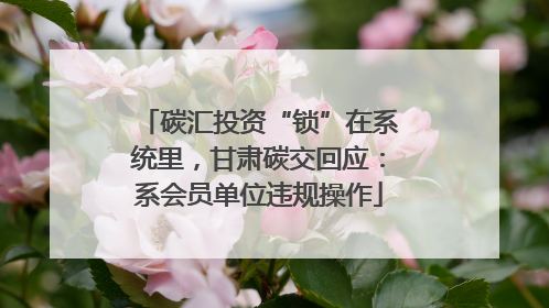 碳汇投资“锁”在系统里，甘肃碳交回应：系会员单位违规操作