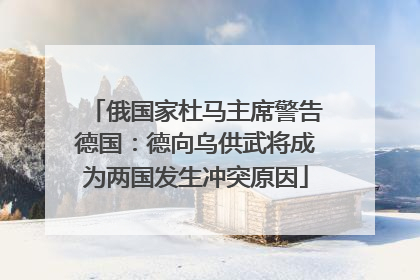 俄国家杜马主席警告德国：德向乌供武将成为两国发生冲突原因