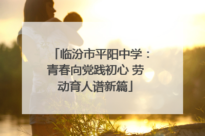 临汾市平阳中学：青春向党践初心 劳动育人谱新篇