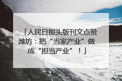 人民日报头版刊文点赞潍坊：把“当家产业”做成“担当产业”！