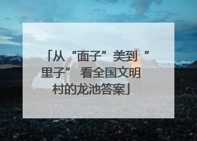从“面子”美到“里子” 看全国文明村的龙池答案