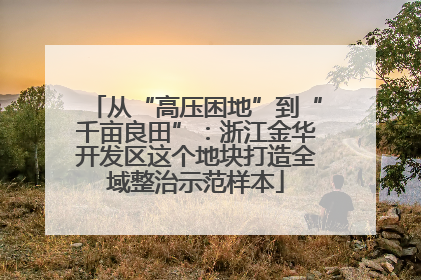 从“高压困地”到“千亩良田”：浙江金华开发区这个地块打造全域整治示范样本