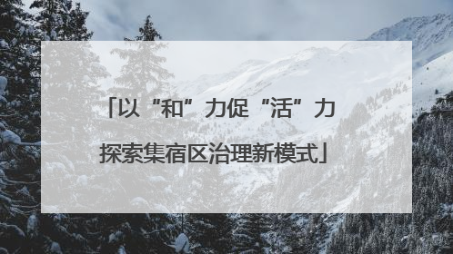 以“和”力促“活”力 探索集宿区治理新模式