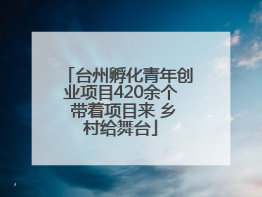 台州孵化青年创业项目420余个 带着项目来 乡村给舞台