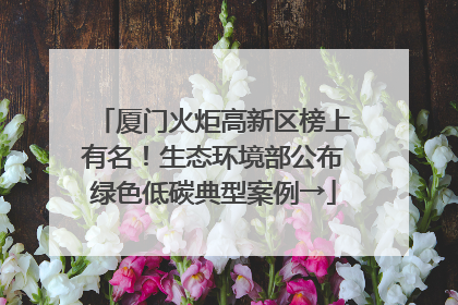 厦门火炬高新区榜上有名！生态环境部公布绿色低碳典型案例→