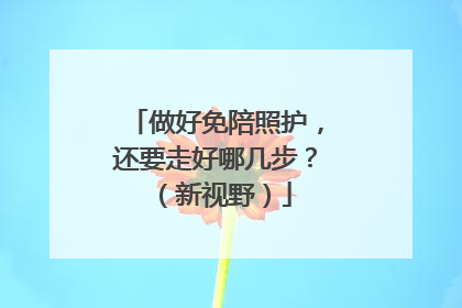 做好免陪照护，还要走好哪几步？（新视野）