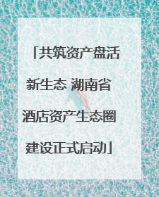 共筑资产盘活新生态 湖南省酒店资产生态圈建设正式启动