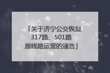 关于济宁公交恢复317路、501路原线路运营的通告