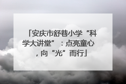安庆市舒巷小学“科学大讲堂”：点亮童心，向“光”而行