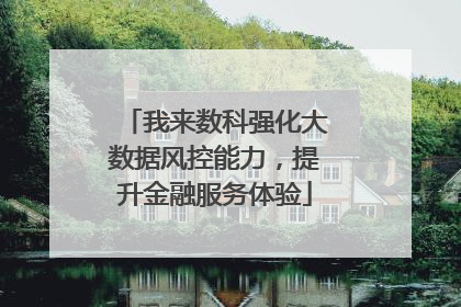 我来数科强化大数据风控能力，提升金融服务体验