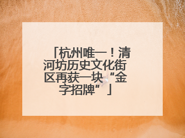 杭州唯一！清河坊历史文化街区再获一块“金字招牌”