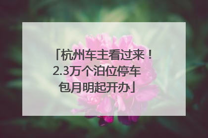 杭州车主看过来！2.3万个泊位停车包月明起开办