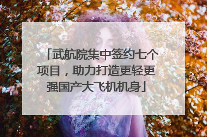 武航院集中签约七个项目，助力打造更轻更强国产大飞机机身