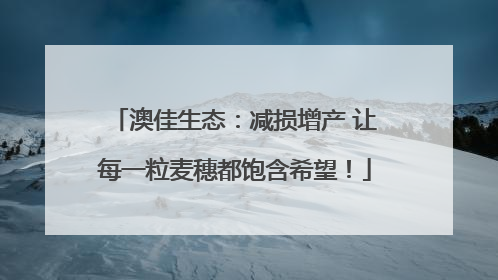 澳佳生态：减损增产 让每一粒麦穗都饱含希望！