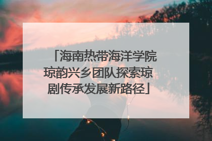海南热带海洋学院琼韵兴乡团队探索琼剧传承发展新路径