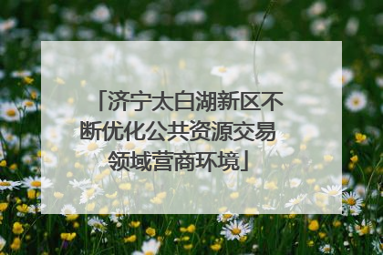济宁太白湖新区不断优化公共资源交易领域营商环境