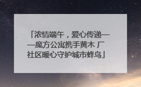 浓情端午，爱心传递——魔方公寓携手黄木 厂社区暖心守护城市蜂鸟