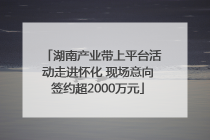 湖南产业带上平台活动走进怀化 现场意向签约超2000万元