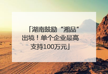 湖南鼓励“湘品”出境！单个企业最高支持100万元