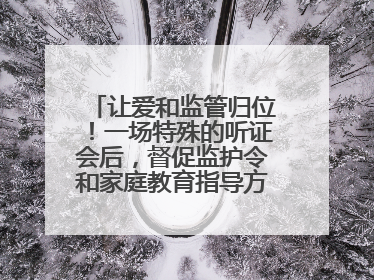 让爱和监管归位！一场特殊的听证会后，督促监护令和家庭教育指导方案同时送达