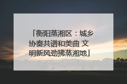衡阳蒸湘区：城乡协奏共谱和美曲 文明新风劲拂蒸湘地