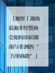 观察丨湖南省湘非经贸商会如何串起湖南与非洲的“万里商路”