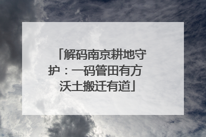 解码南京耕地守护：一码管田有方 沃土搬迁有道