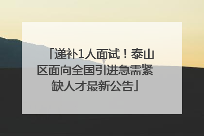 递补1人面试！泰山区面向全国引进急需紧缺人才最新公告
