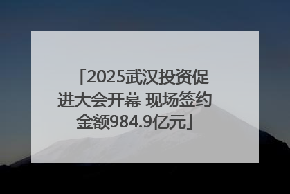 2025武汉投资促进大会开幕 现场签约金额984.9亿元