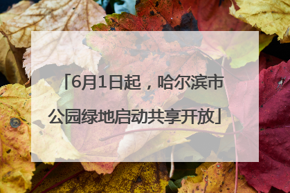 6月1日起，哈尔滨市公园绿地启动共享开放